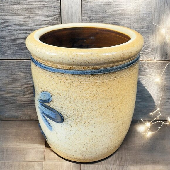 2000 Shadow Lawn Friends Salt Glazed Stoneware Rowe Pottery Vase Utensil Holder - Picture 2 of 12